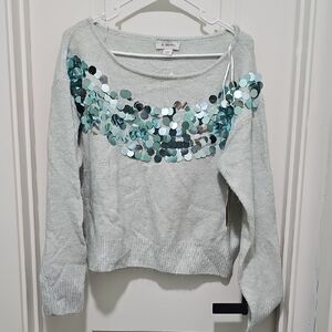 Calligraphie Green Sweater with Sequin Accents